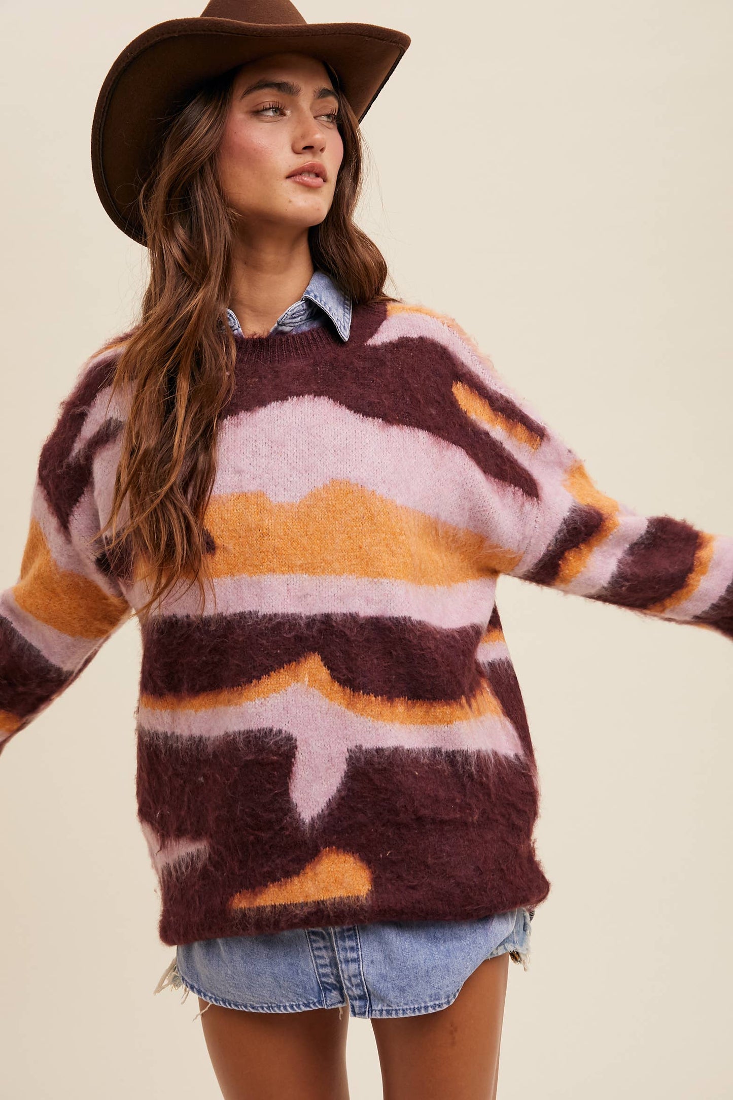 Listicle - Brushed Camo Knit Pullover Sweater