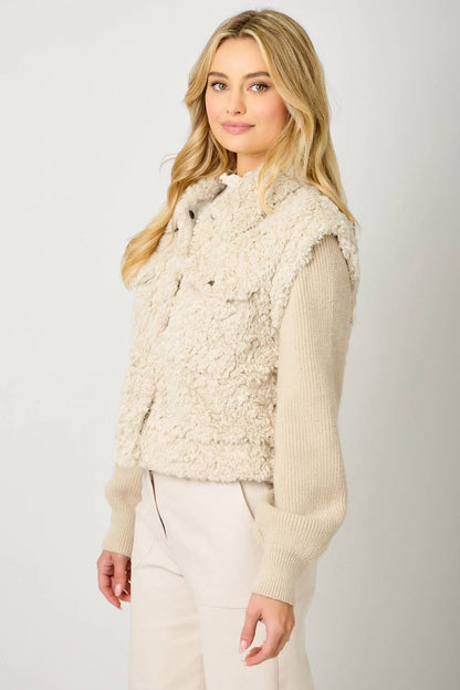 Mystree - 61251 Mixed Media Sweater Jacket