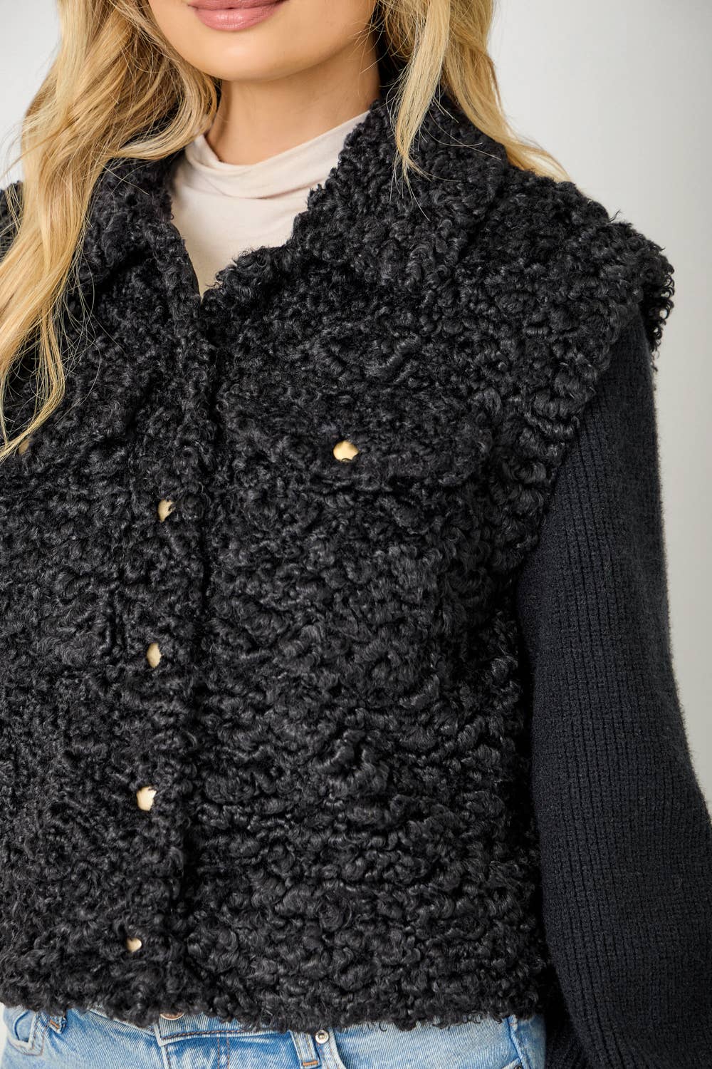 Mystree - 61251 Mixed Media Sweater Jacket