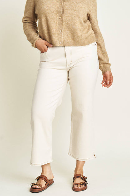 Oliver Logan - Addington Ankle Crop Mid Rise Jean, Ecru
