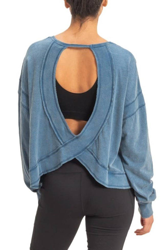 Vanilla Monkey - Cross Detail Open Back Long-sleeve Top