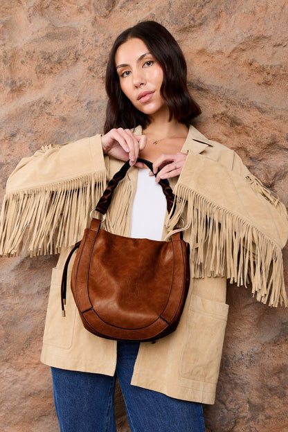 Jen & Co. - M2617 Rowan Paneled Hobo w/ Twisted Handle & Long Strap
