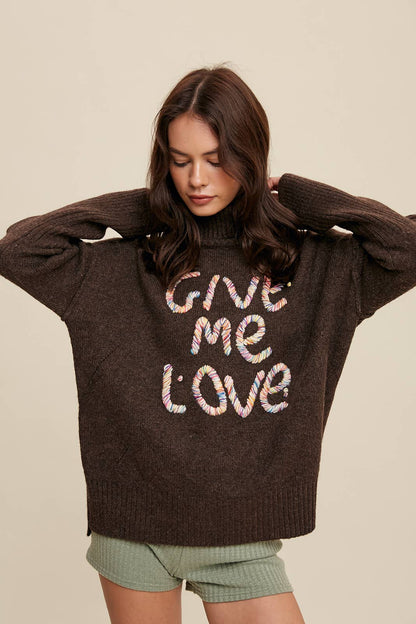 Listicle - Give Me Love Embroidered Turtleneck Sweater LSW0839