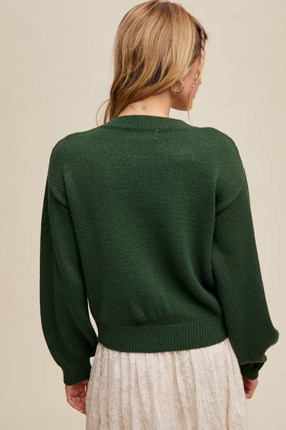 Listicle - Handmade Rose Applique Knit Cardigan