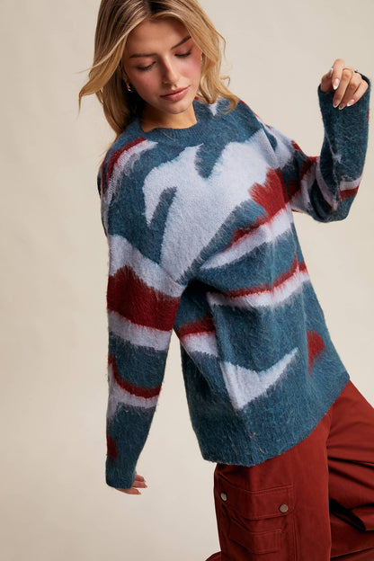 Listicle - Brushed Camo Knit Pullover Sweater