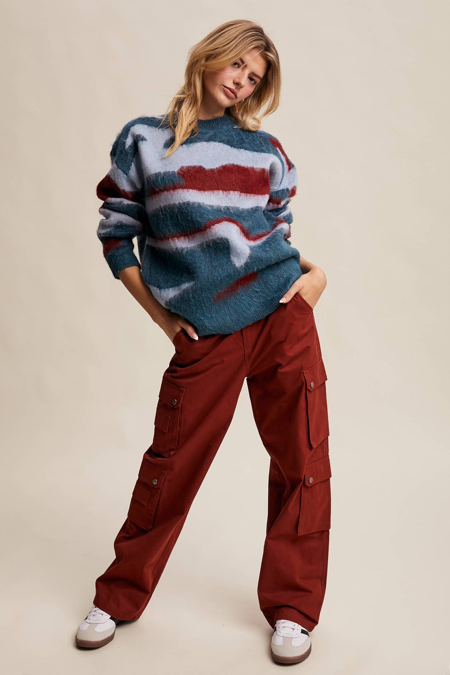 Listicle - Brushed Camo Knit Pullover Sweater