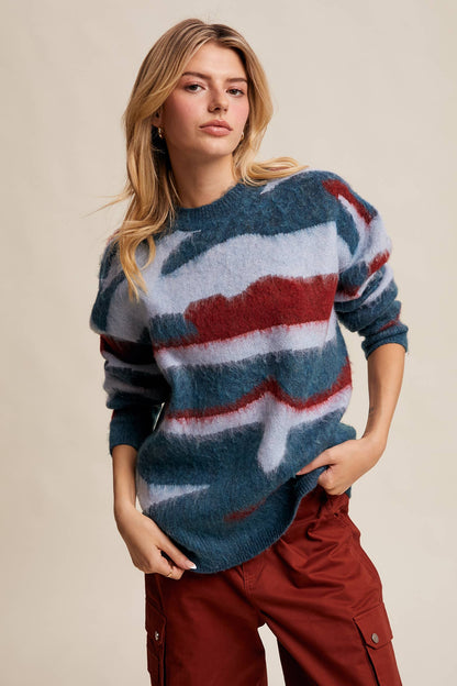 Listicle - Brushed Camo Knit Pullover Sweater