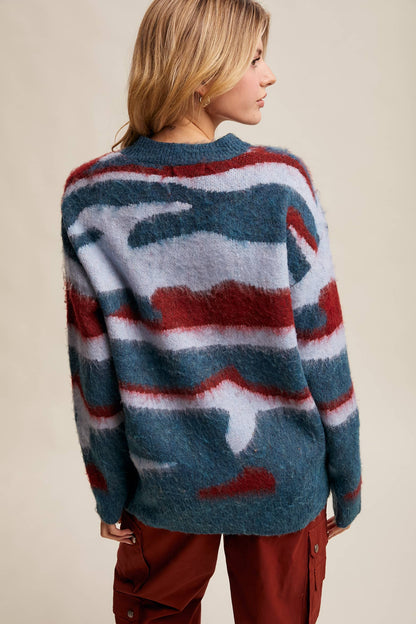 Listicle - Brushed Camo Knit Pullover Sweater