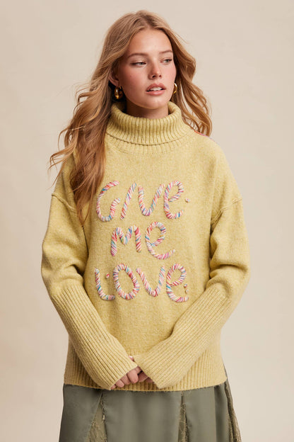 Listicle - Give Me Love Embroidered Turtleneck Sweater LSW0839