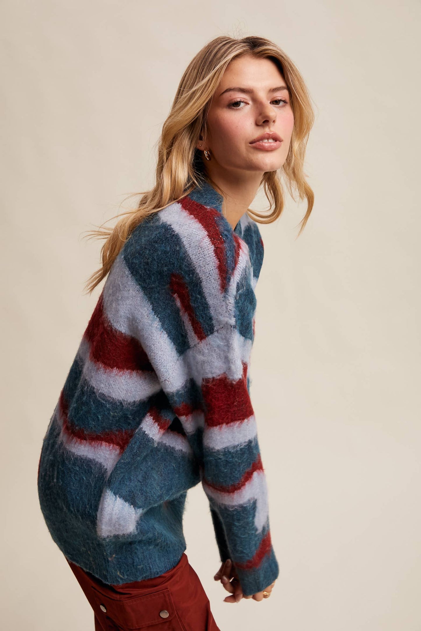 Listicle - Brushed Camo Knit Pullover Sweater